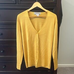 Vintage Golden Yellow Silk Cardigan Size M Flowy Feminine
